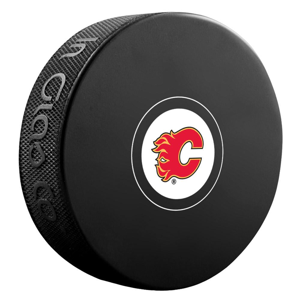 Calgary Flames Team Logo Autograph Model Hockey Puck product image 1, provided for visual reference and product detail review