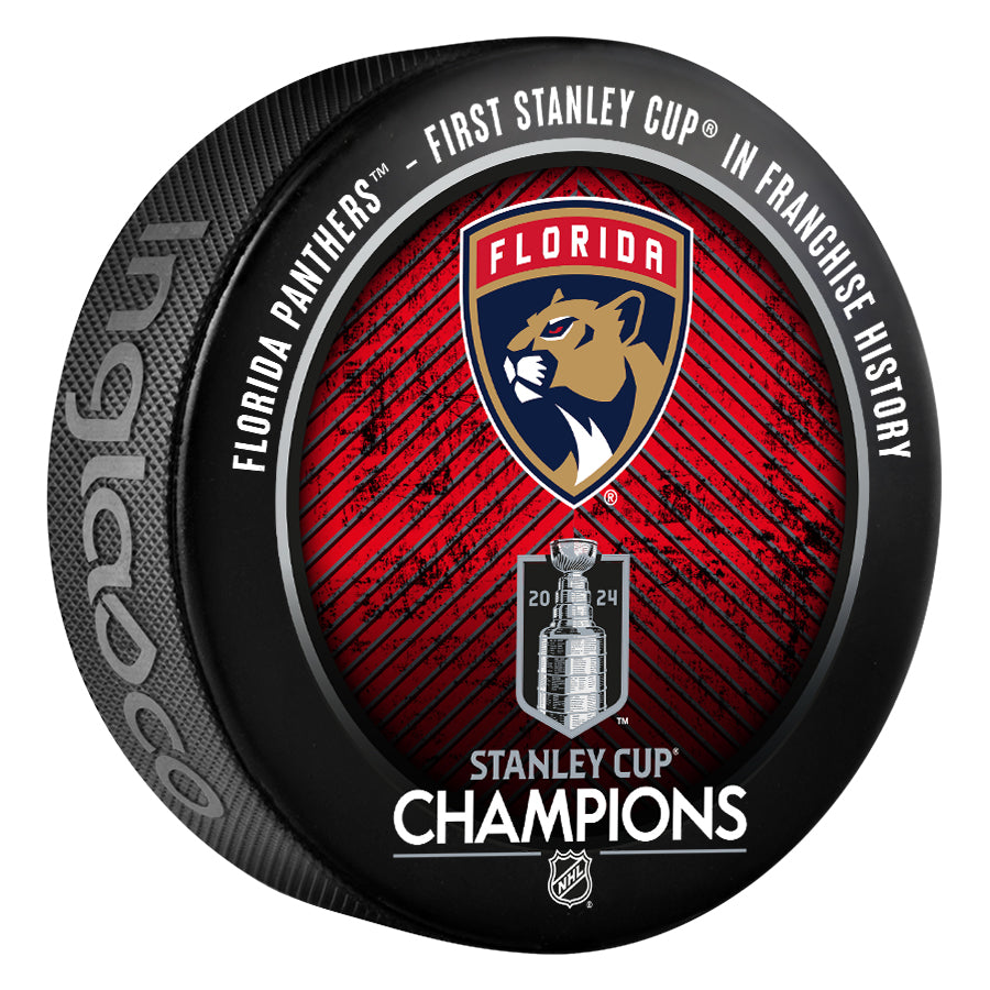Florida Panthers 2024 Stanley Cup Champion Souvenir Hockey Puck product image 1, provided for visual reference and product