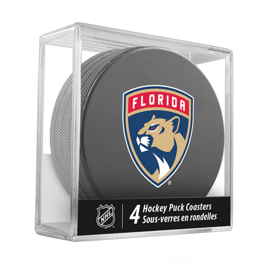 Florida Panthers Team Logo Hockey Puck Drink Coasters (4 Pack) product image 1, provided for visual reference and product