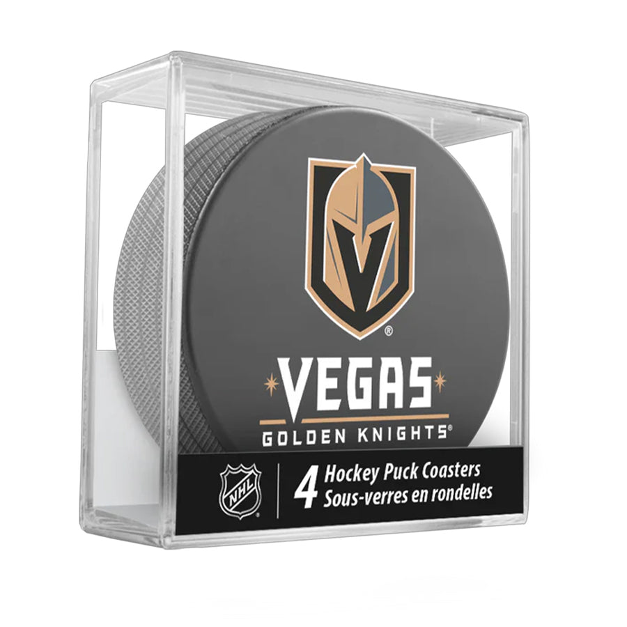Vegas Golden Knights Team Logo Hockey Puck Drink Coasters (4 Pack) product image 1, provided for visual reference and