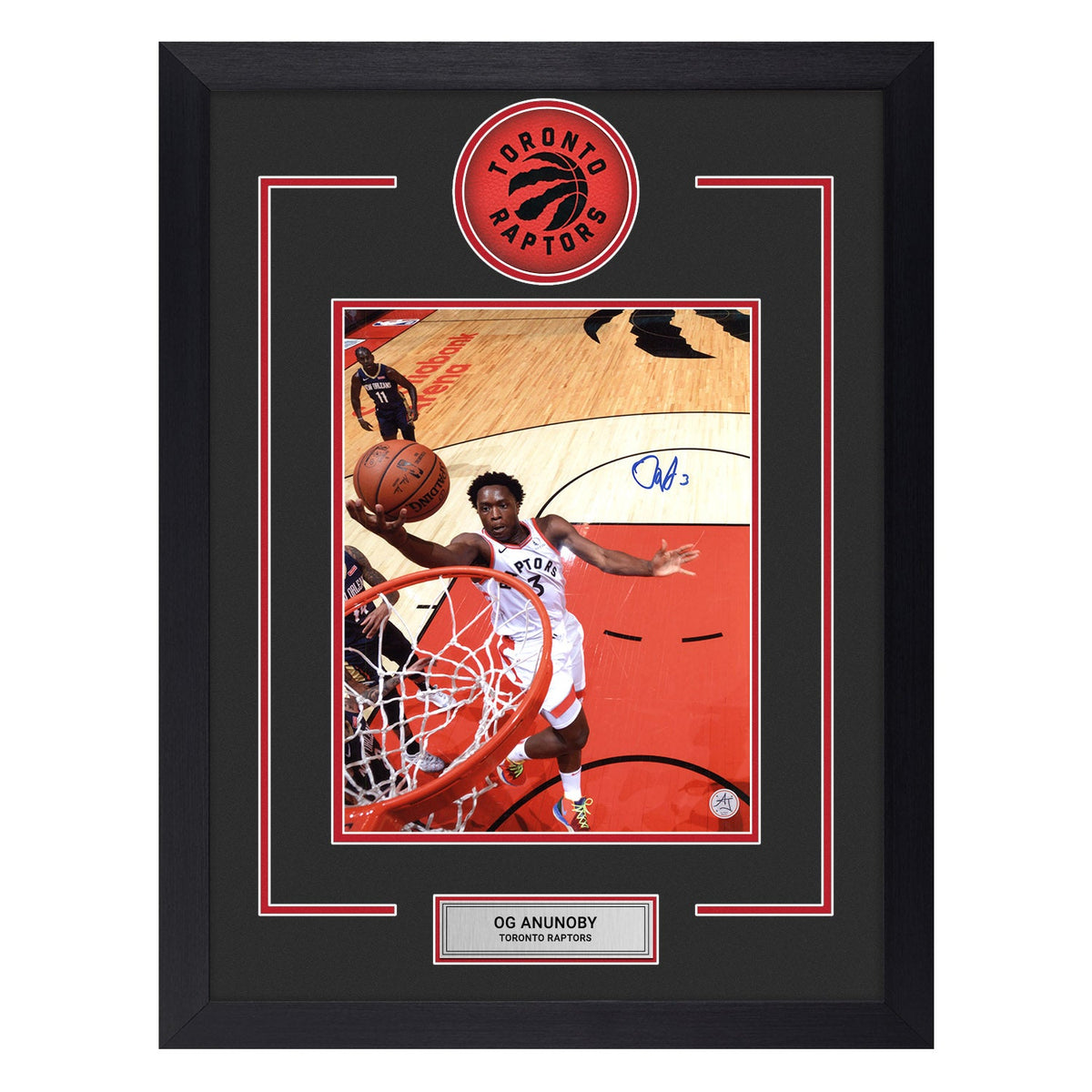OG Anunoby Autographed Toronto Raptors Basket Cam 20x26 Frame product image 1, provided for visual reference and product
