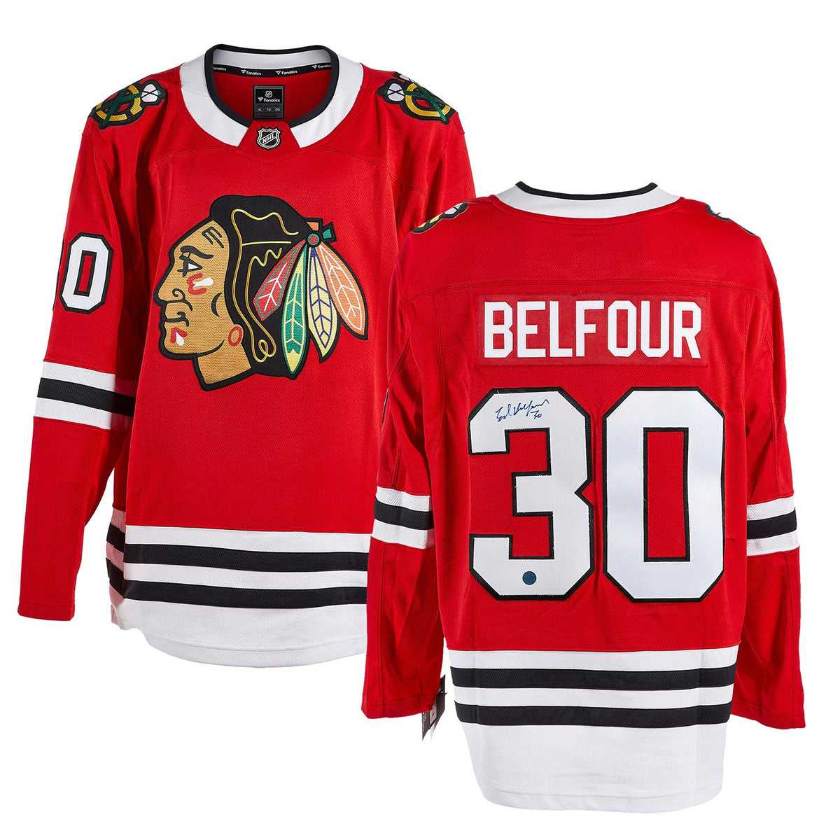 Ed Belfour Autographed Chicago Blackhawks Fanatics Breakaway Jersey product image 3, provided for visual reference and
