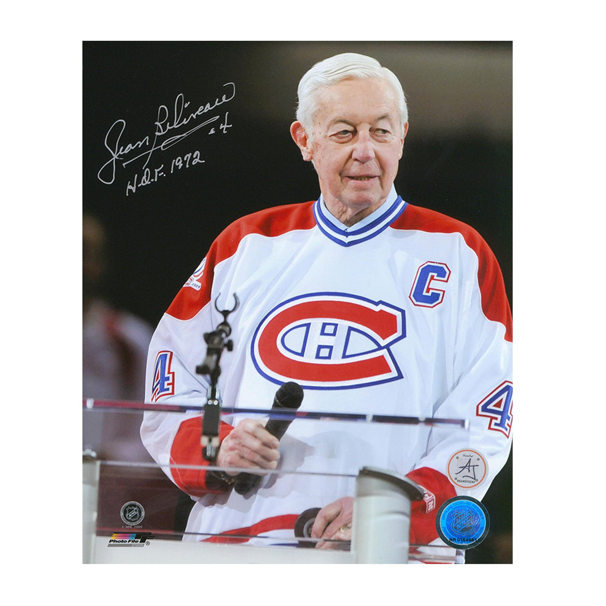 Jean Beliveau Signed Montreal Canadiens Centennial Ceremony 8x10 Photo product image 1, provided for visual reference and