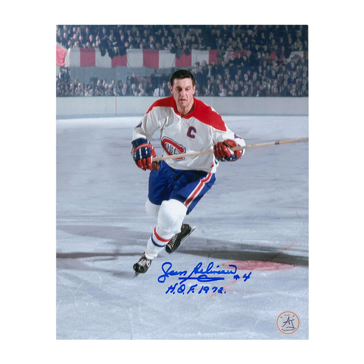 Jean Beliveau Signed Montreal Canadiens Captain 8x10 Photo with Note product image 1, provided for visual reference and