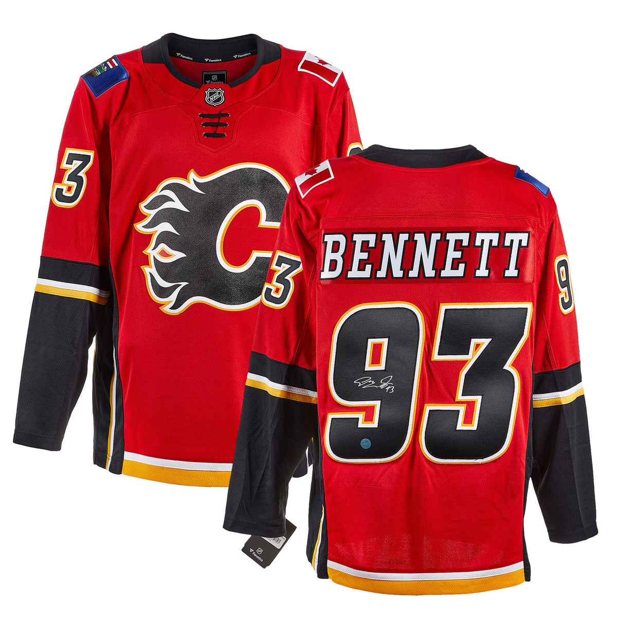 Sam Bennett Autographed Calgary Flames Black Logo Fanatics Breakaway Jersey product image 3, provided for visual reference