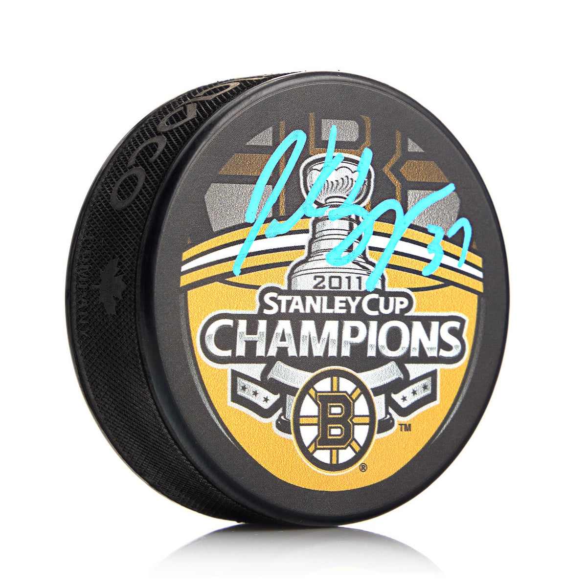 Patrice Bergeron Signed Boston Bruins 2011 Stanley Cup Puck product image 1, provided for visual reference and product
