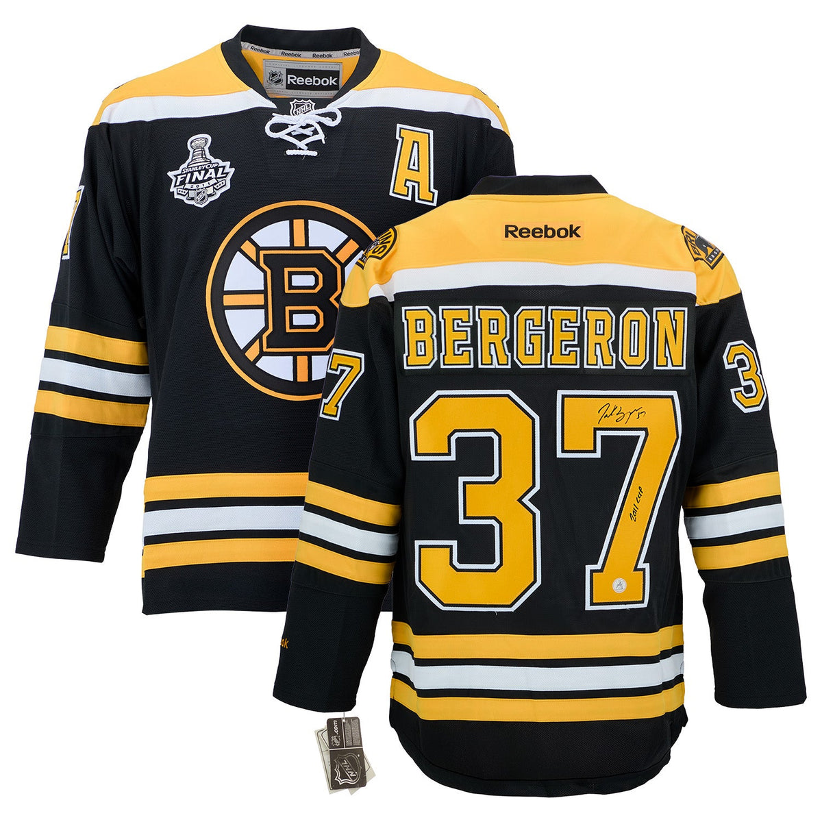 Patrice Bergeron Signed & Inscribed Boston Bruins 2011 Stanley Cup Reebok Jersey product image 3, provided for visual