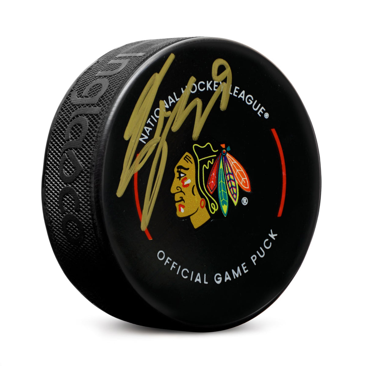 Tyler Bertuzzi Signed Chicago Blackhawks Official Game Puck product image 1, provided for visual reference and product