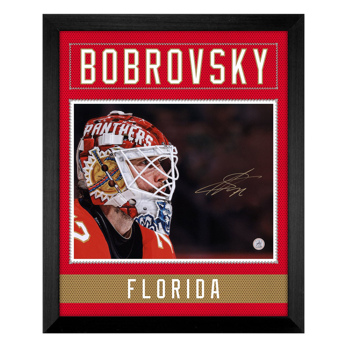 Sergei Bobrovsky Autographed Florida Panthers Uniform Graphic 19x23 Frame product image 1, provided for visual reference and