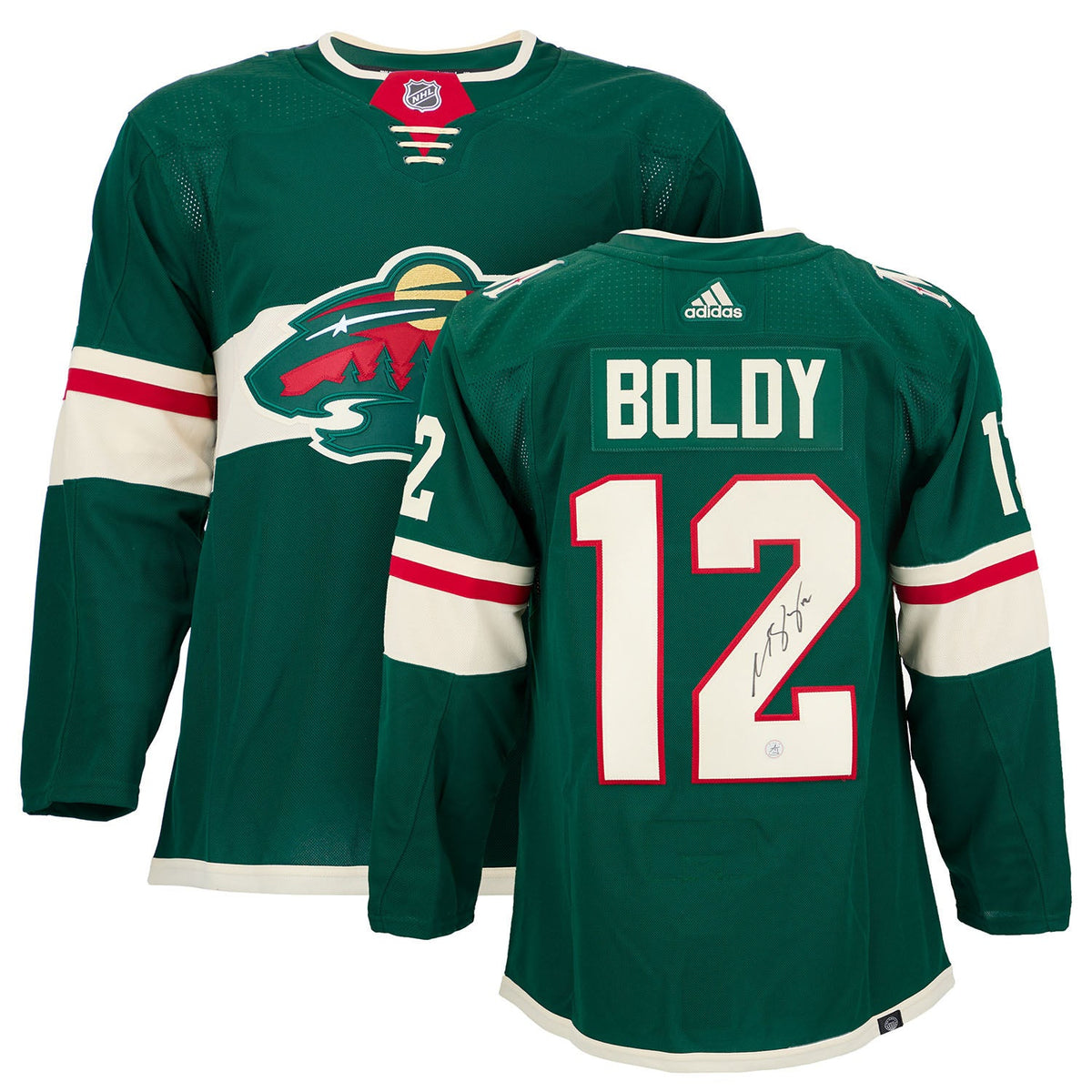 Matt Boldy Autographed Minnesota Wild Green adidas Jersey product image 3, provided for visual reference and product detail