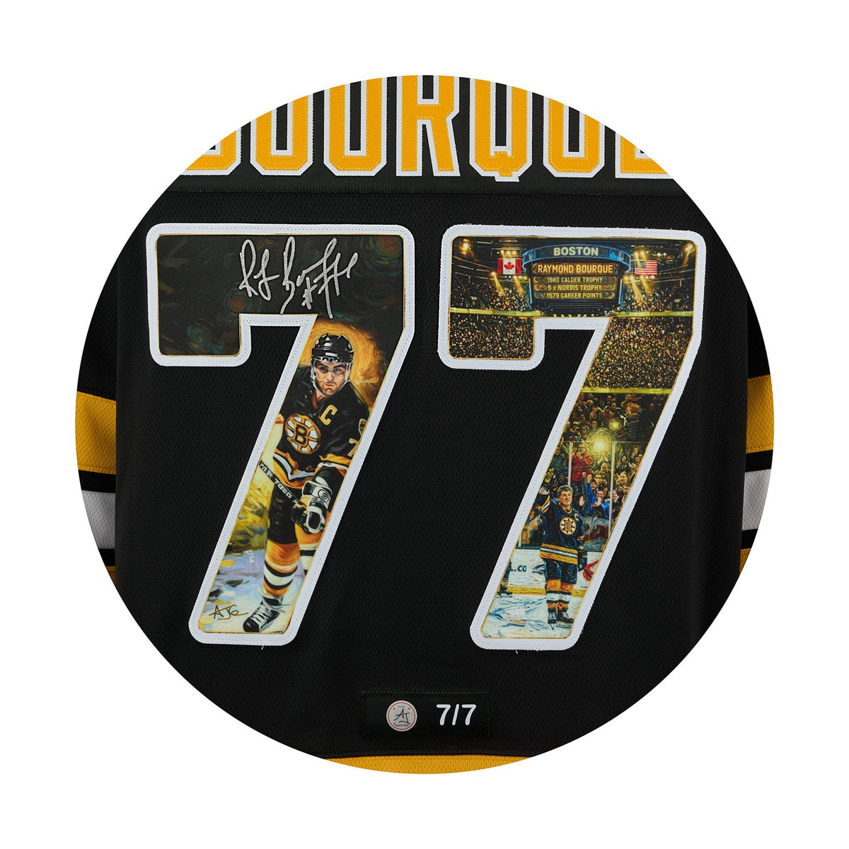 Ray Bourque Autographed Boston Bruins Master Series Art Jersey #7/7 product image 3, provided for visual reference and