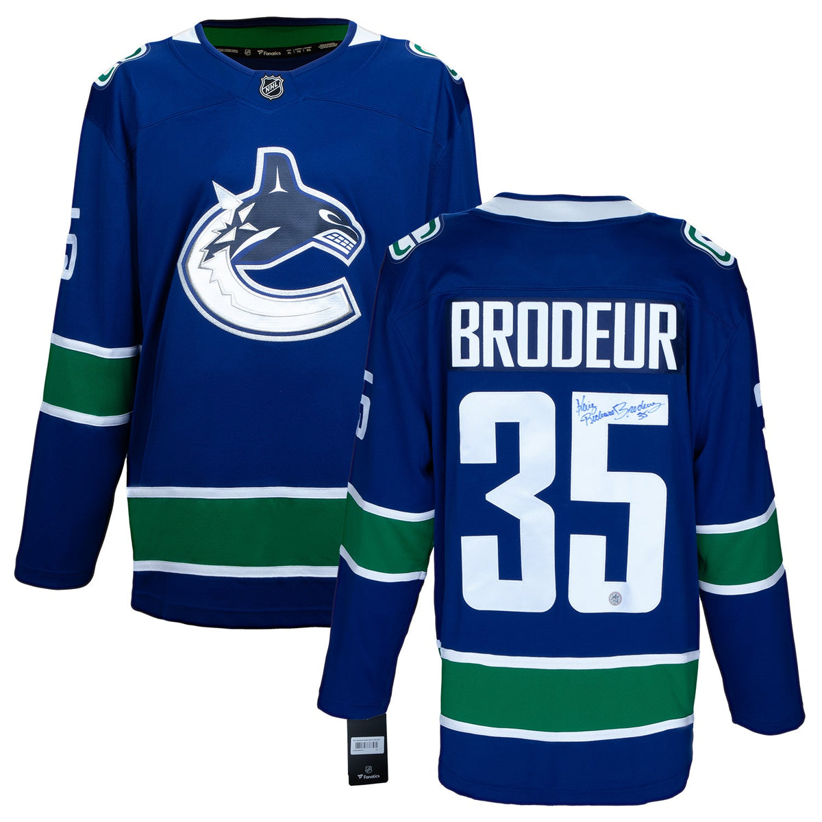 Richard Brodeur Autographed Vancouver Canucks Fanatics Breakaway Jersey product image 3, provided for visual reference and