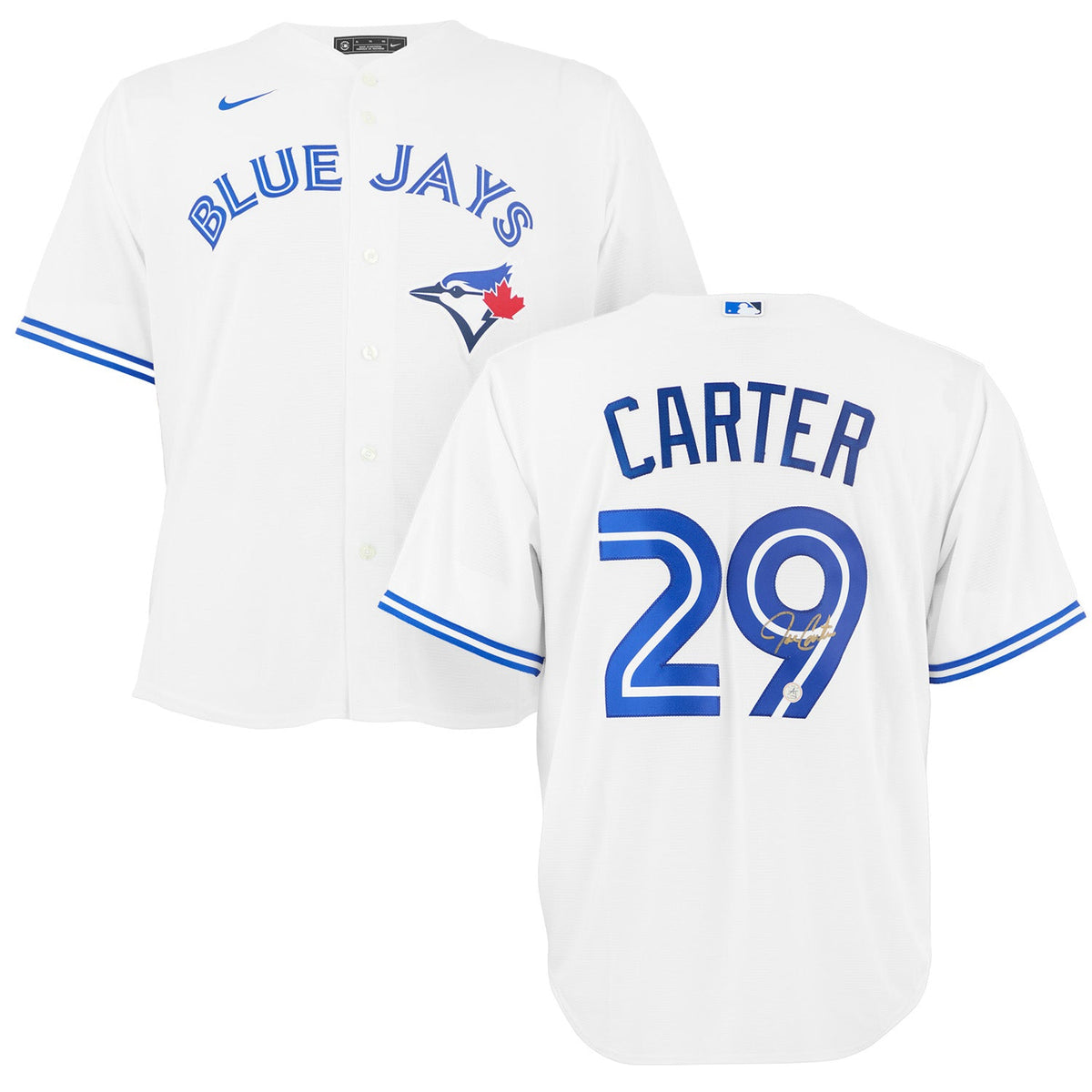 Joe Carter Autographed Toronto Blue Jays White Nike Baseball Jersey product image 3, provided for visual reference and