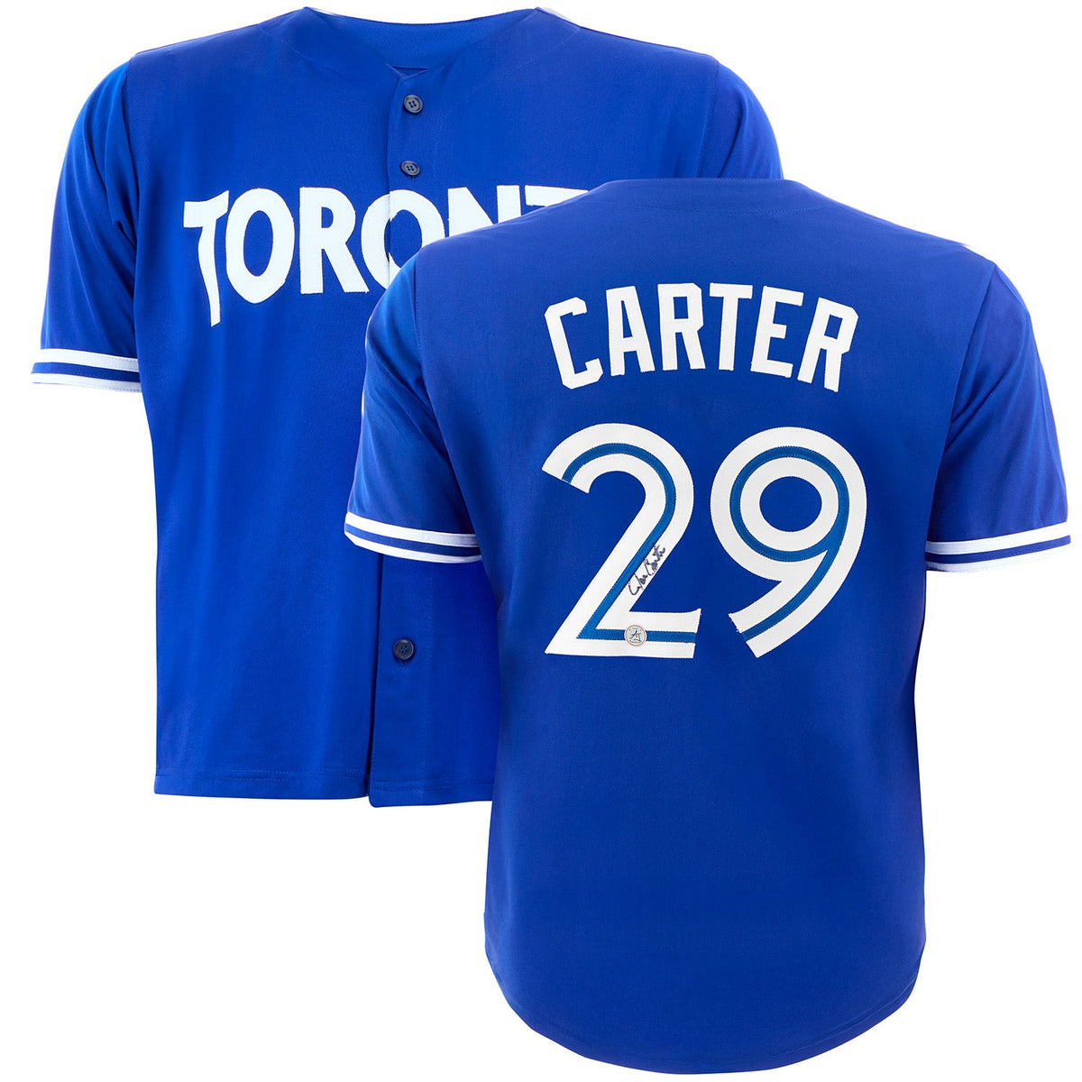 Joe Carter Autographed Toronto City Design Blue Baseball Jersey product image 3, provided for visual reference and product