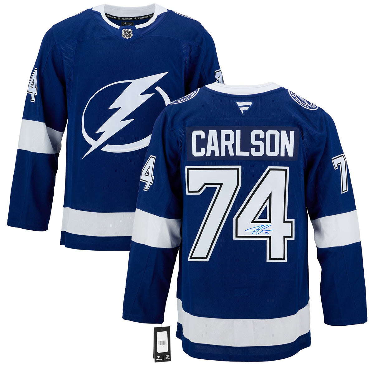 John Carlson Autographed Tampa Bay Lightning Fanatics Premium Jersey product image 3, provided for visual reference and