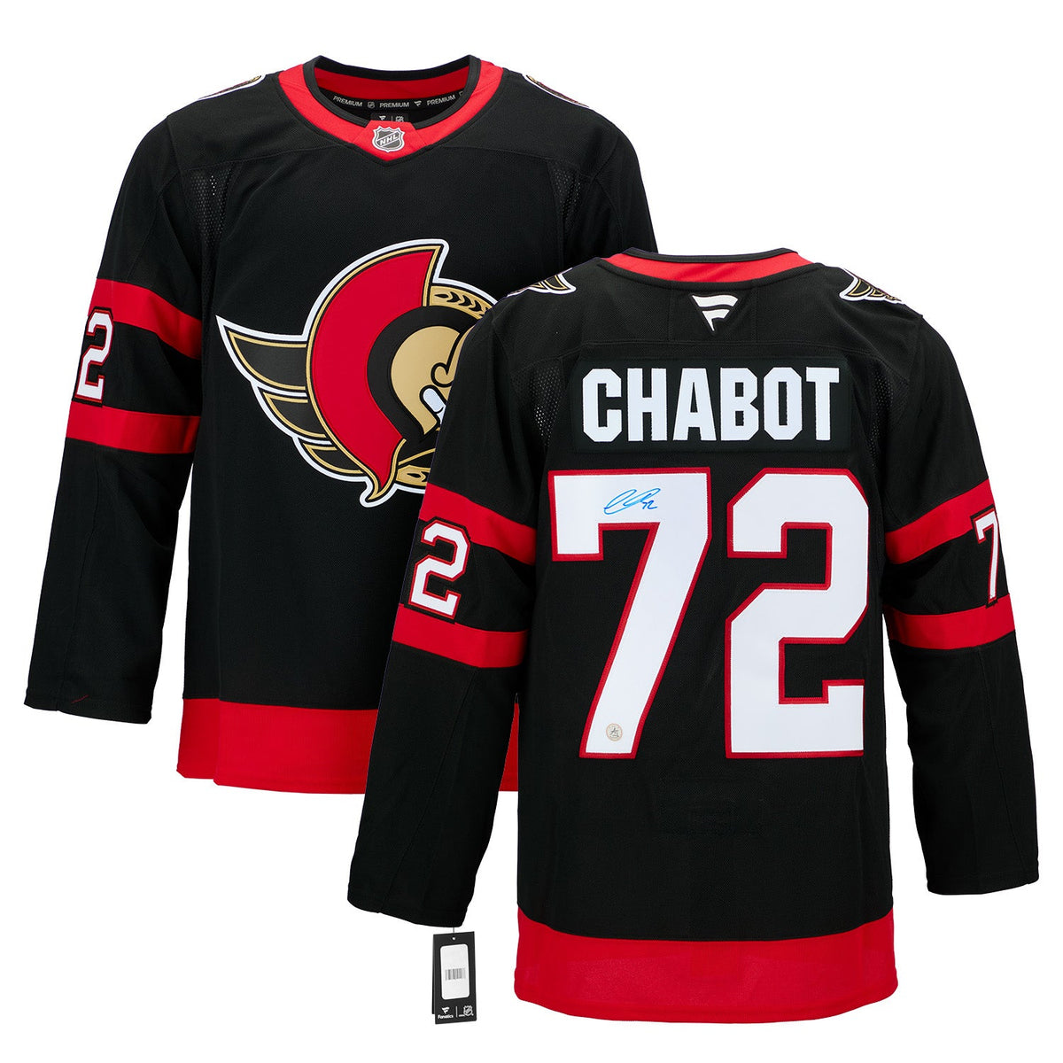 Thomas Chabot Autographed Ottawa Senators Fanatics Premium Jersey product image 3, provided for visual reference and product