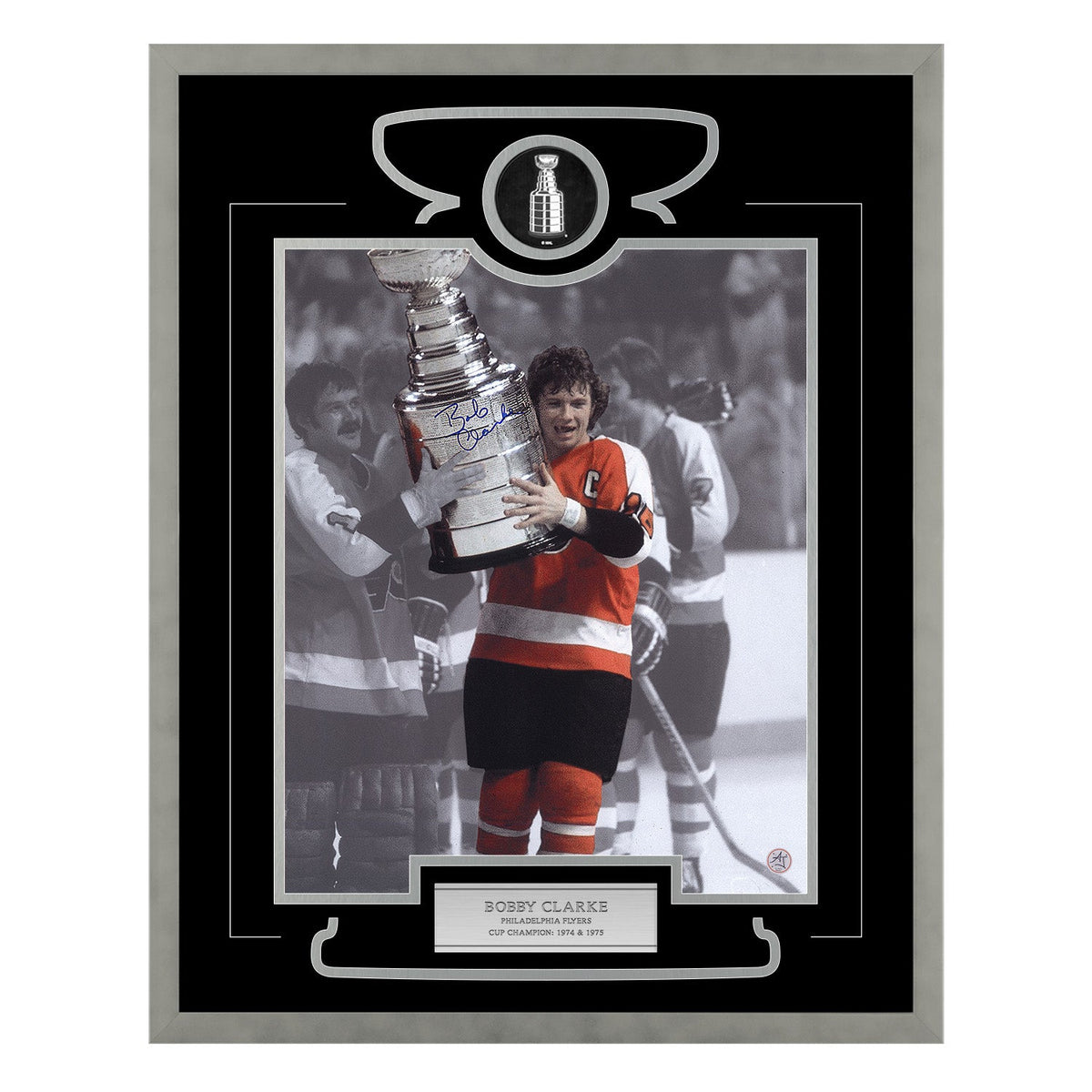Bobby Clarke Signed Philadelphia Flyers Stanley Cup Victory 26x32 Frame product image 1, provided for visual reference and