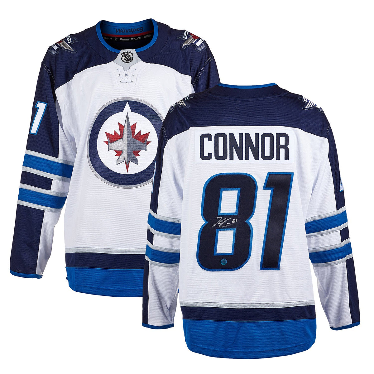 Kyle Connor Signed Winnipeg Jets White Fanatics Breakaway Jersey product image 3, provided for visual reference and product