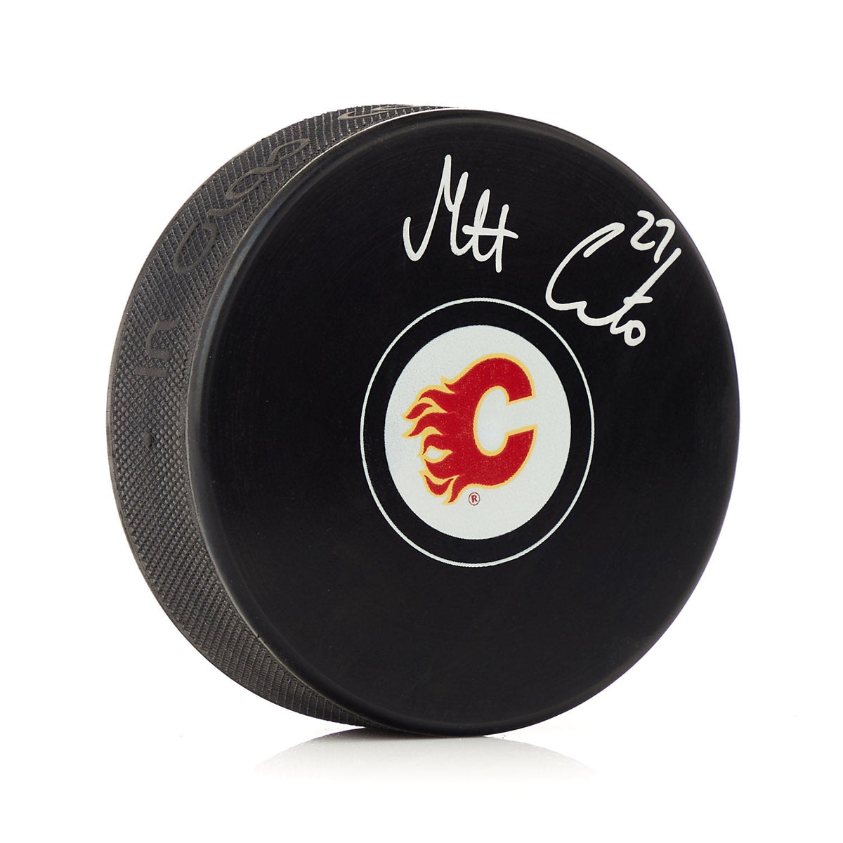 Matt Coronato Autographed Calgary Flames Hockey Puck product image 1, provided for visual reference and product detail review