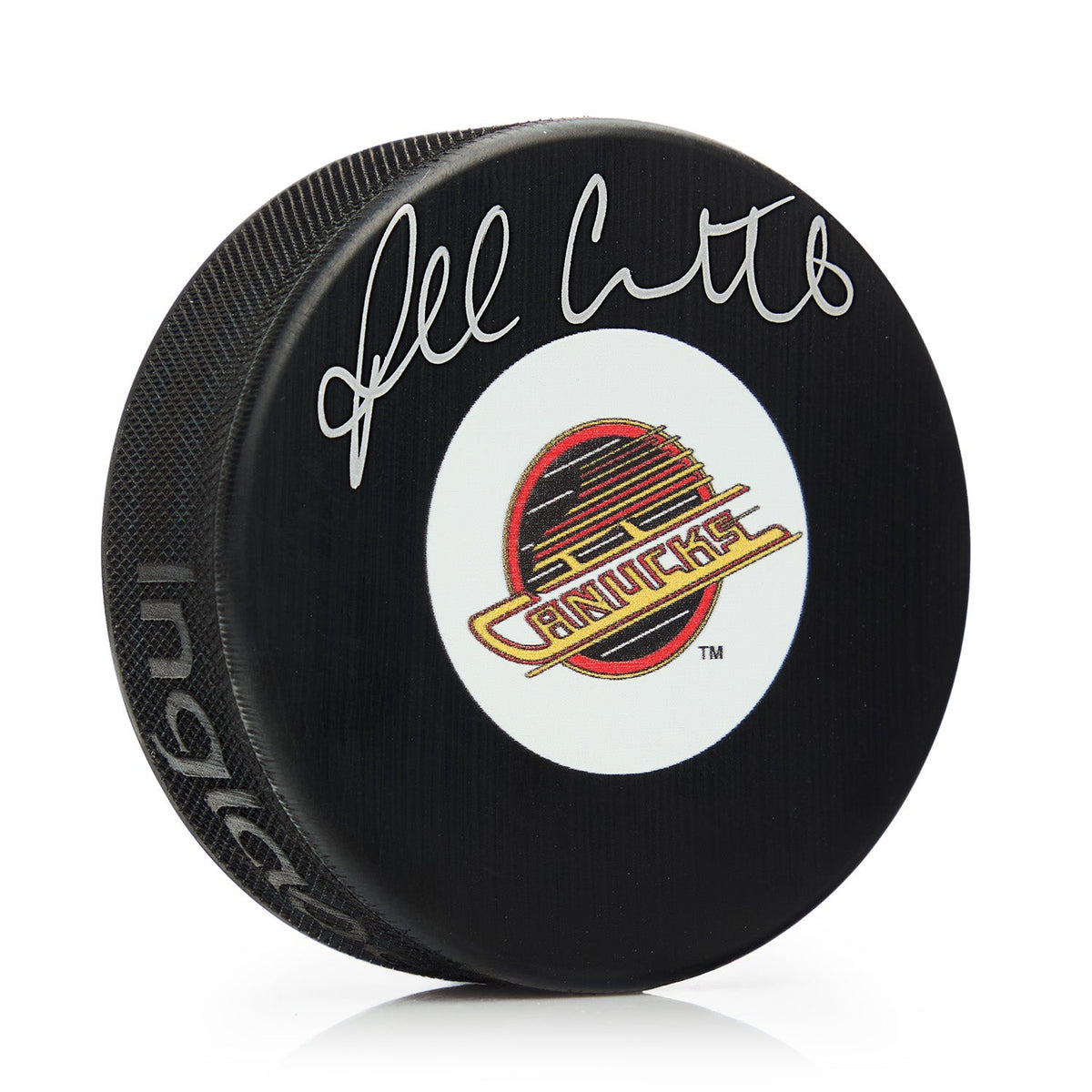 Russ Courtnall Autographed Vancouver Canucks Retro Logo Puck product image 1, provided for visual reference and product