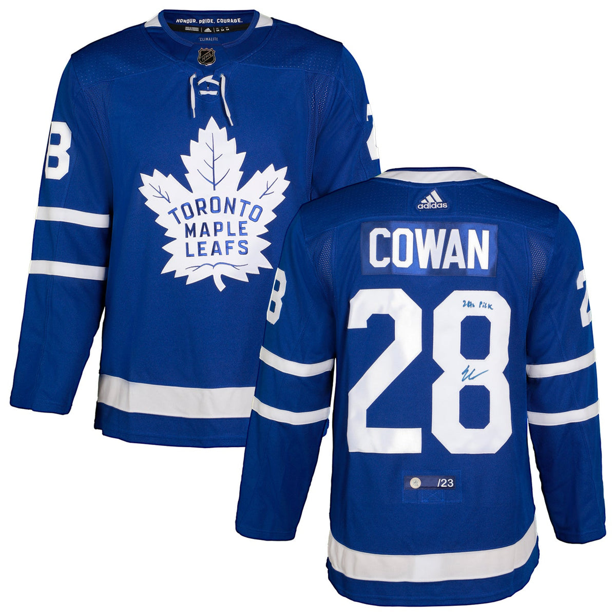 Easton Cowan Signed Toronto Maple Leafs Draft Day adidas Jersey with Note #/23 product image 3, provided for visual