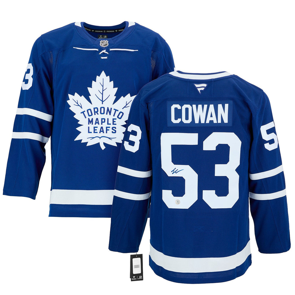 Easton Cowan Autographed Toronto Maple Leafs Fanatics Premium Jersey product image 3, provided for visual reference and