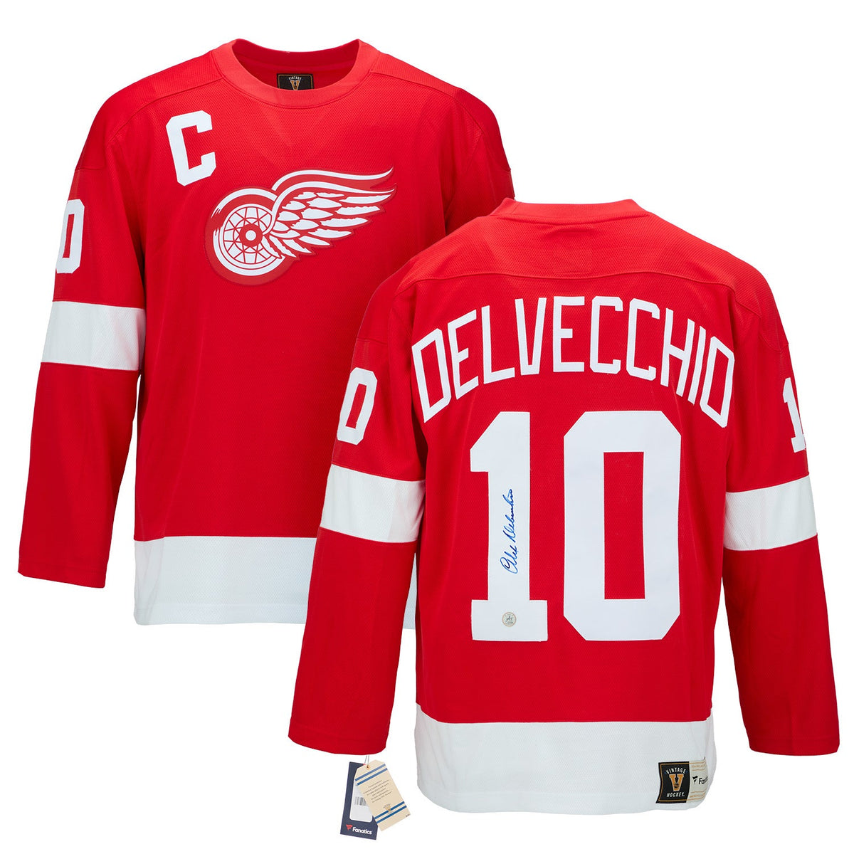 Alex Delvecchio Signed Detroit Red Wings Throwback Breakaway Jersey product image 3, provided for visual reference and