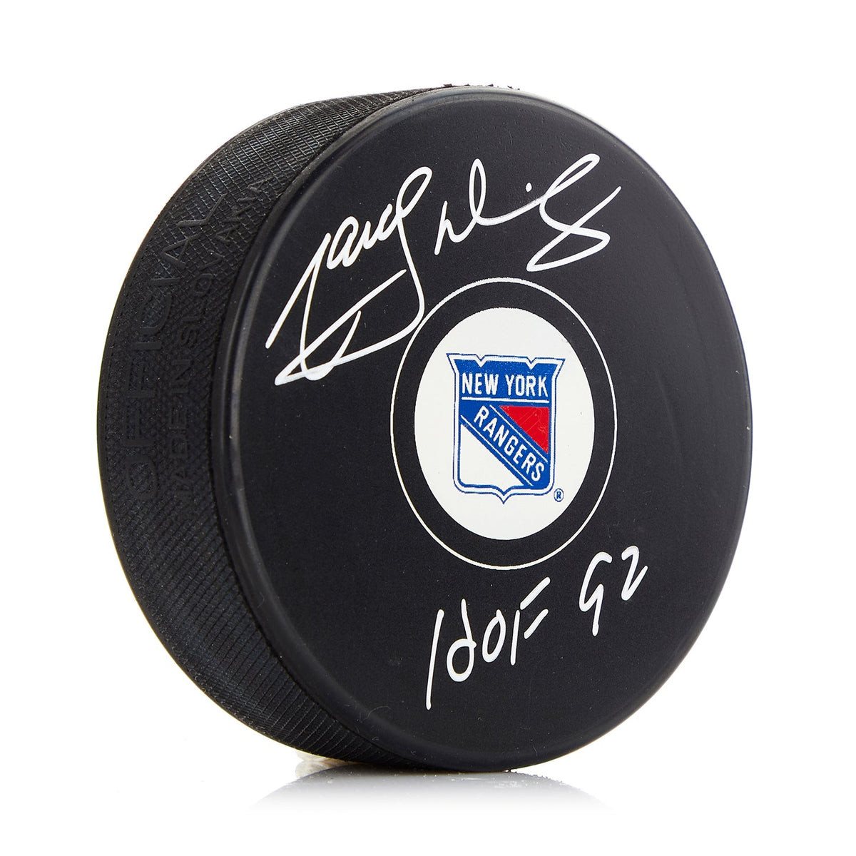 Marcel Dionne Signed New York Rangers Hockey Puck with HOF Note product image 1, provided for visual reference and product
