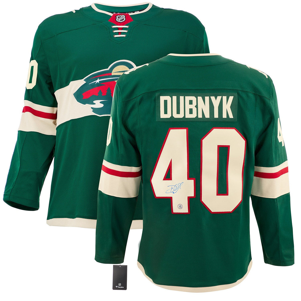 Devan Dubnyk Autographed Minnesota Wild Fanatics Breakaway Jersey product image 3, provided for visual reference and product