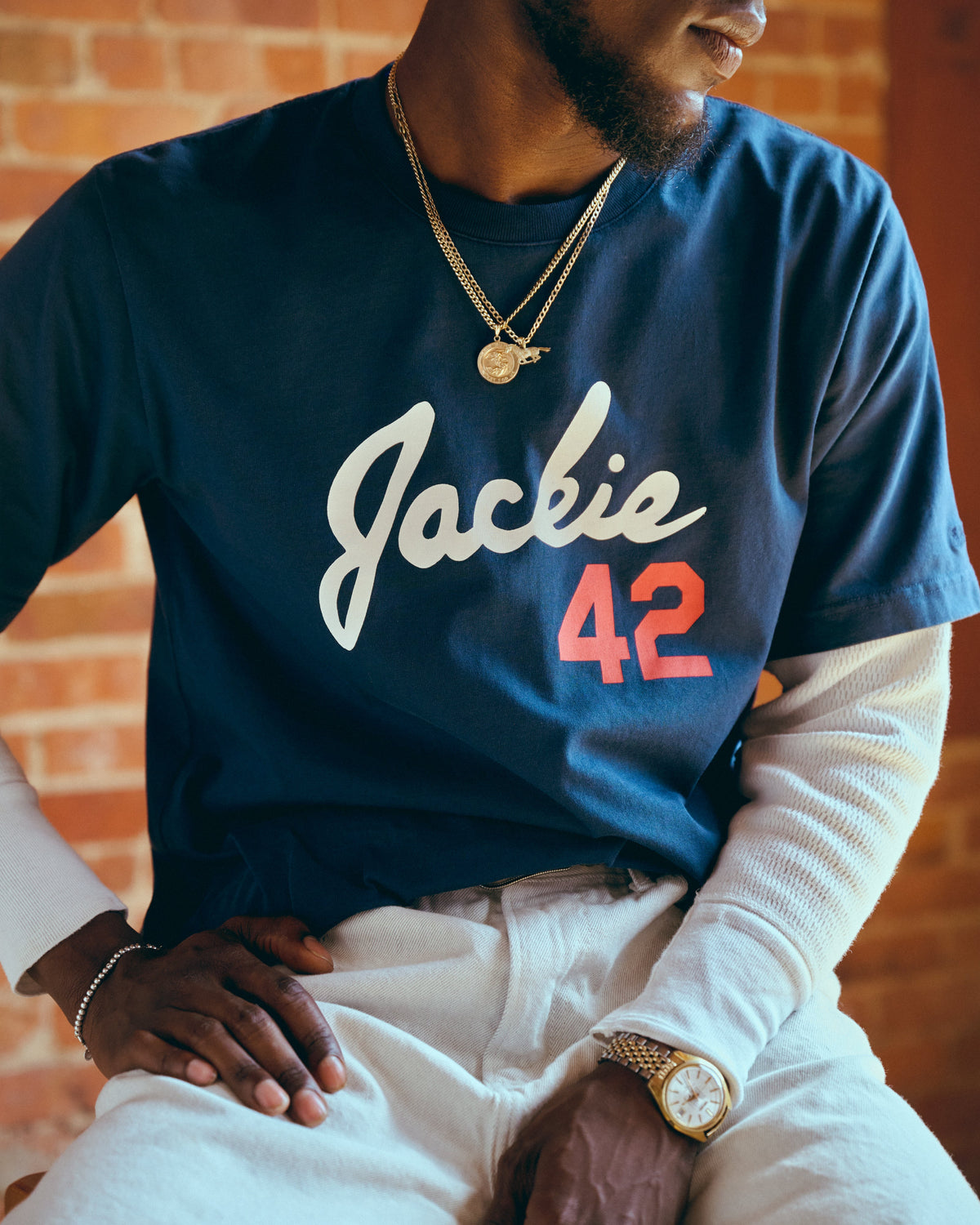 Jackie Robinson Script '42' Short Sleeve T-Shirt product image 3, provided for visual reference and product detail review