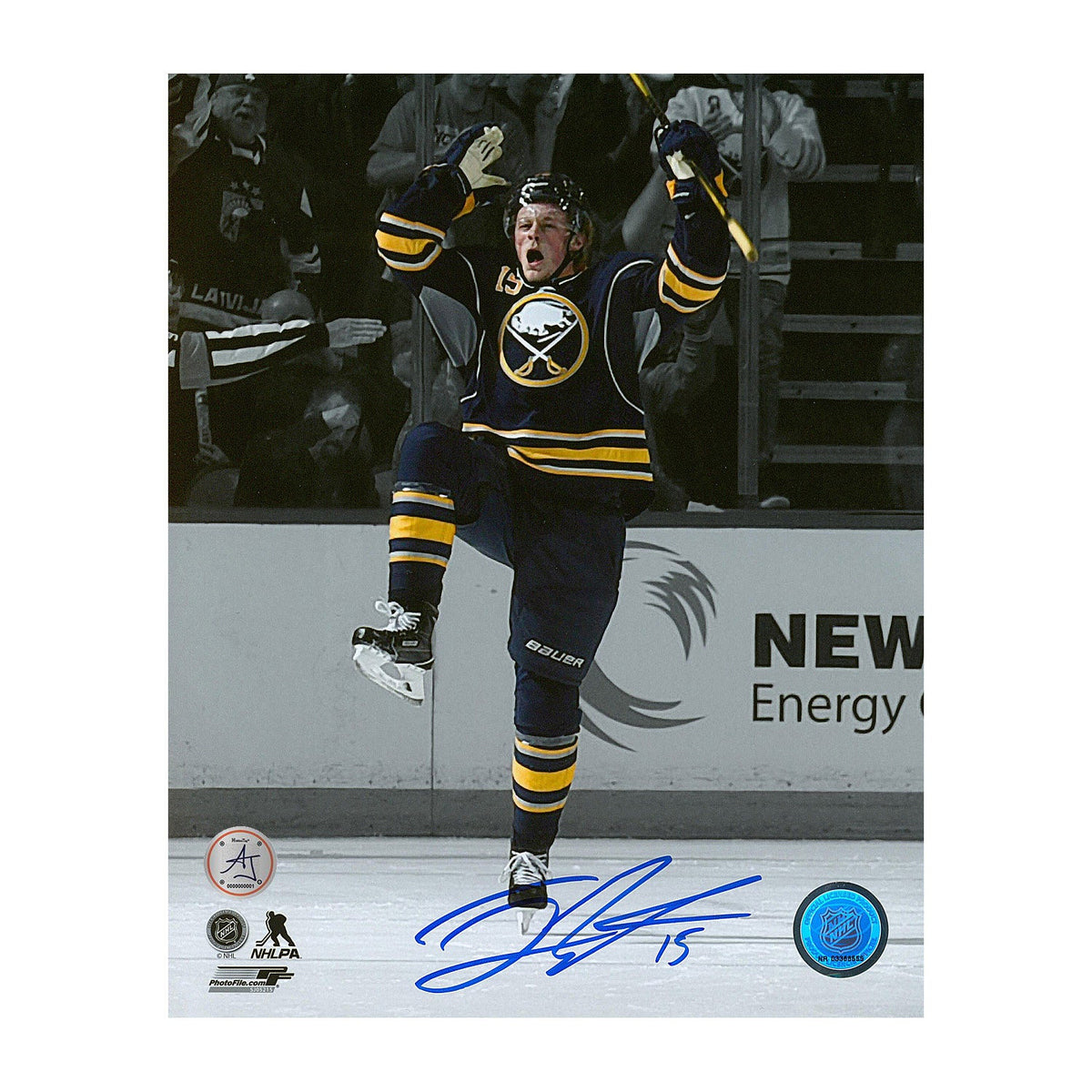 Jack Eichel Autographed Buffalo Sabres 1st Goal 8x10 Photo product image 1, provided for visual reference and product detail