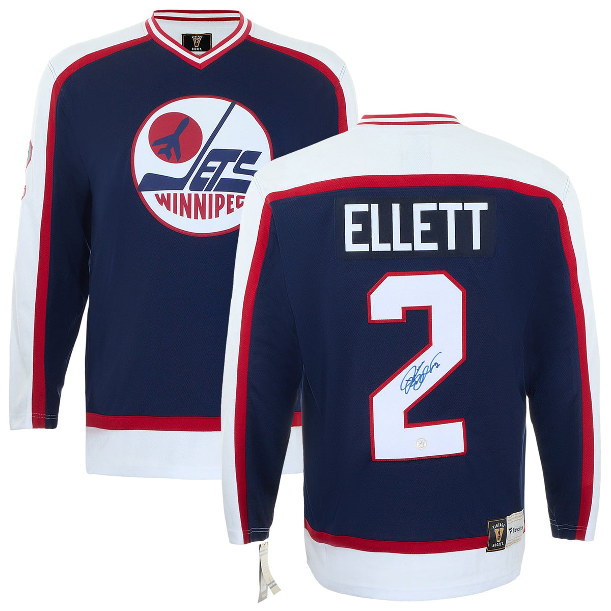 Dave Ellett Autographed Winnipeg Jets Throwback Breakaway Jersey product image 3, provided for visual reference and product