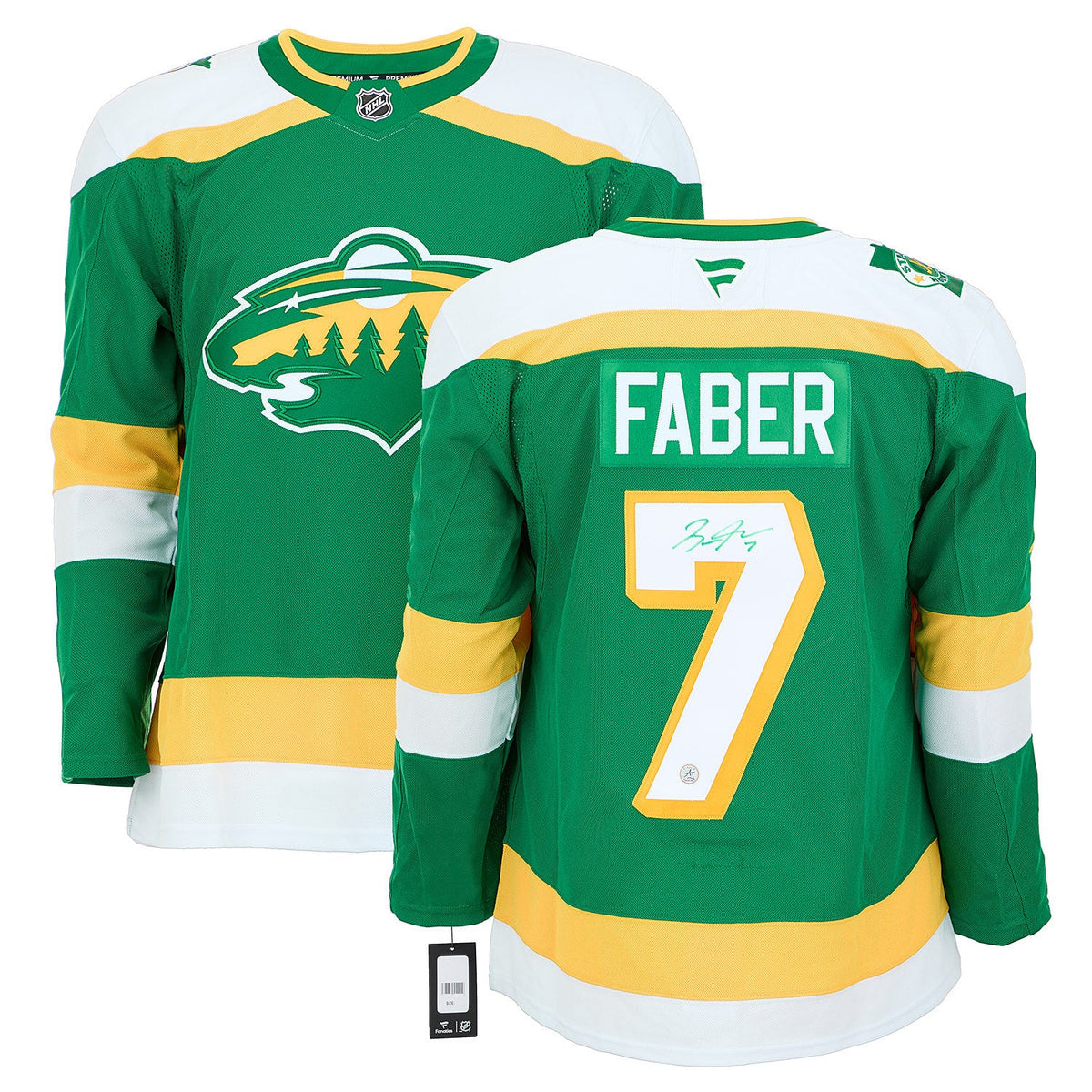 Brock Faber Signed Minnesota Wild Classic Alternate Fanatics Premium Jersey product image 3, provided for visual reference