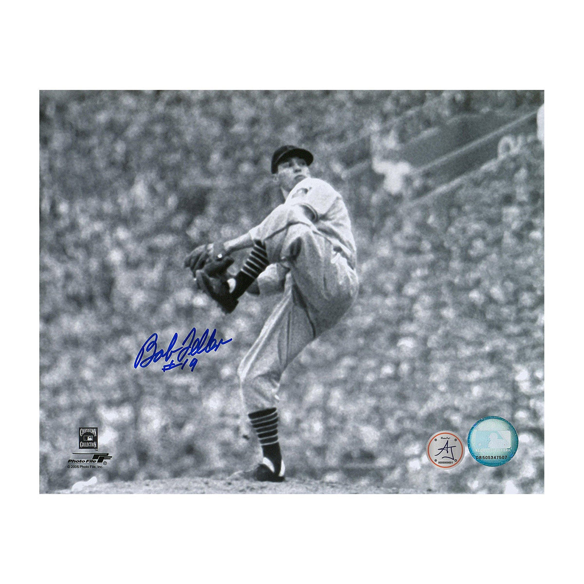 Bob Feller Autographed Cleveland Indians Pitching 8x10 Photo product image 1, provided for visual reference and product