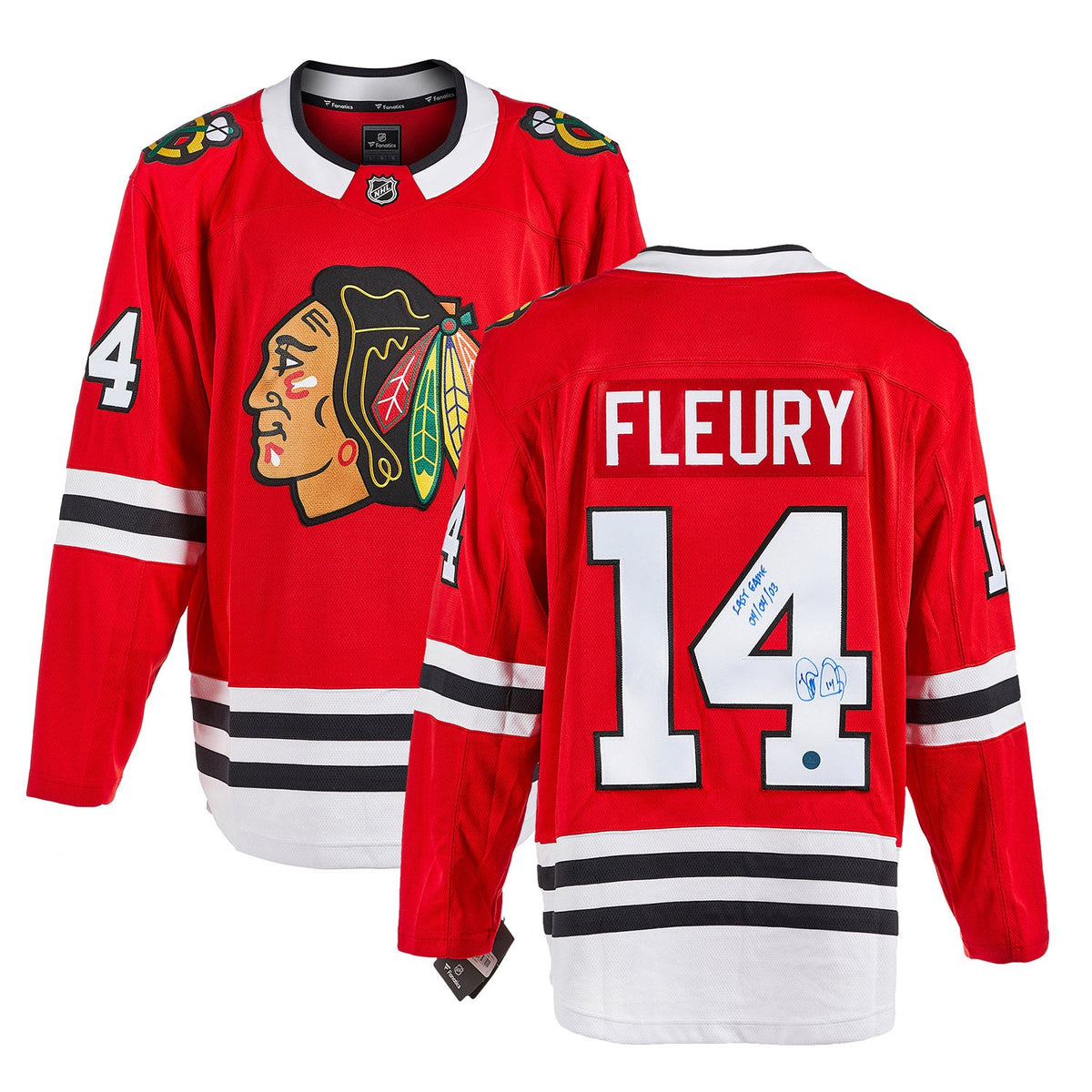 Theo Fleury Chicago Blackhawks Signed & Dated Last Game Breakaway Jersey product image 3, provided for visual reference and