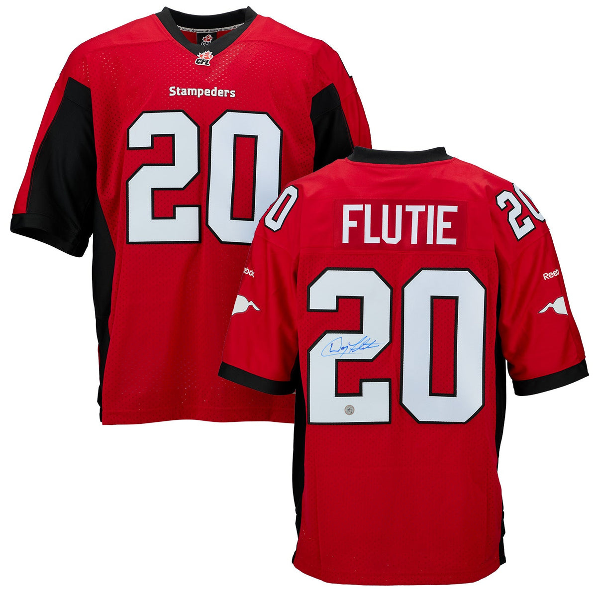 Doug Flutie Autographed Calgary Stampeders Vintage Reebok Jersey product image 3, provided for visual reference and product
