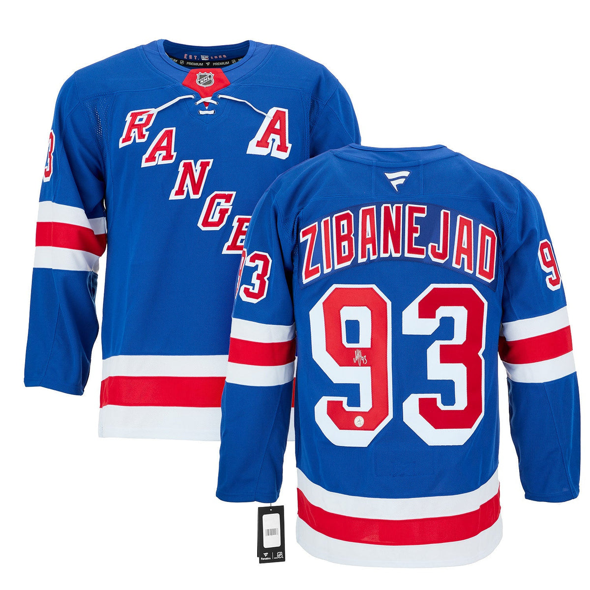 Adam Fox Autographed New York Rangers Fanatics Premium Jersey product image 3, provided for visual reference and product