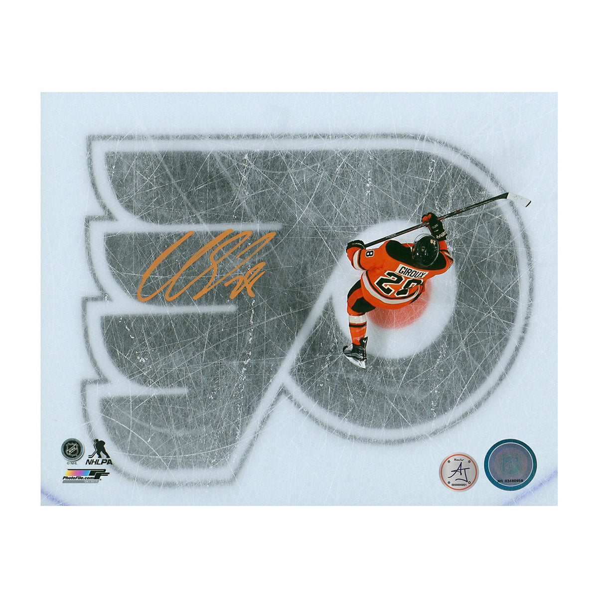 Claude Giroux Signed Philadelphia Flyers Aerial View 8x10 Photo product image 1, provided for visual reference and product