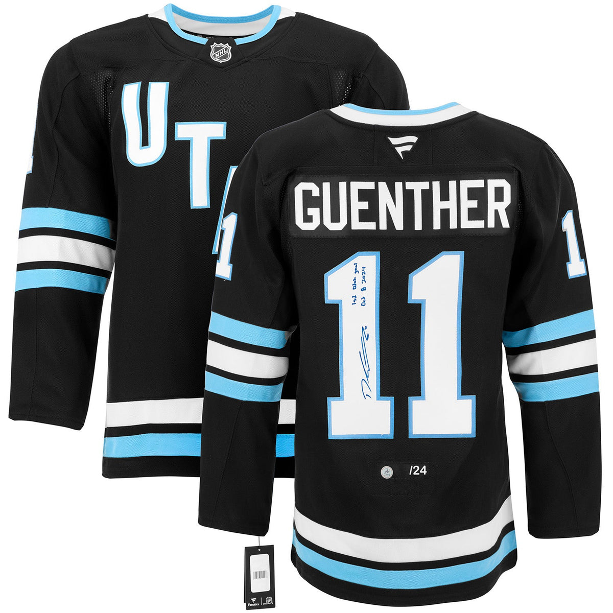 Dylan Guenther Signed & Dated Utah Hockey Club 1st Goal Fanatics Jersey #/24 product image 3, provided for visual reference