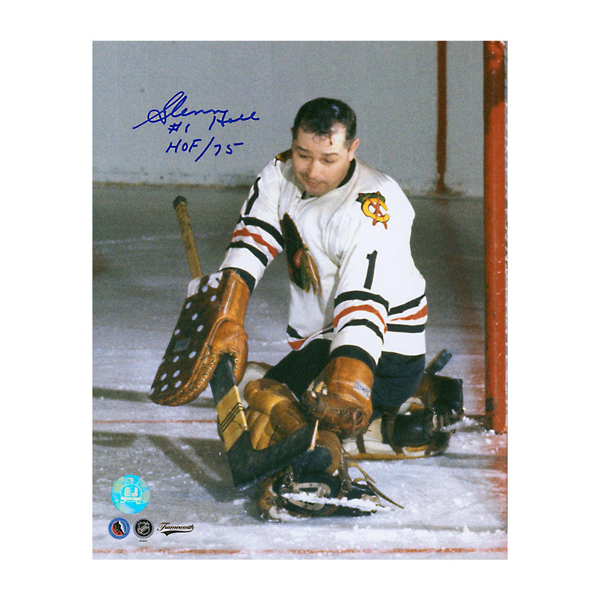 Glenn Hall Signed Chicago Blackhawks Glove Save 8x10 Photo product image 1, provided for visual reference and product detail