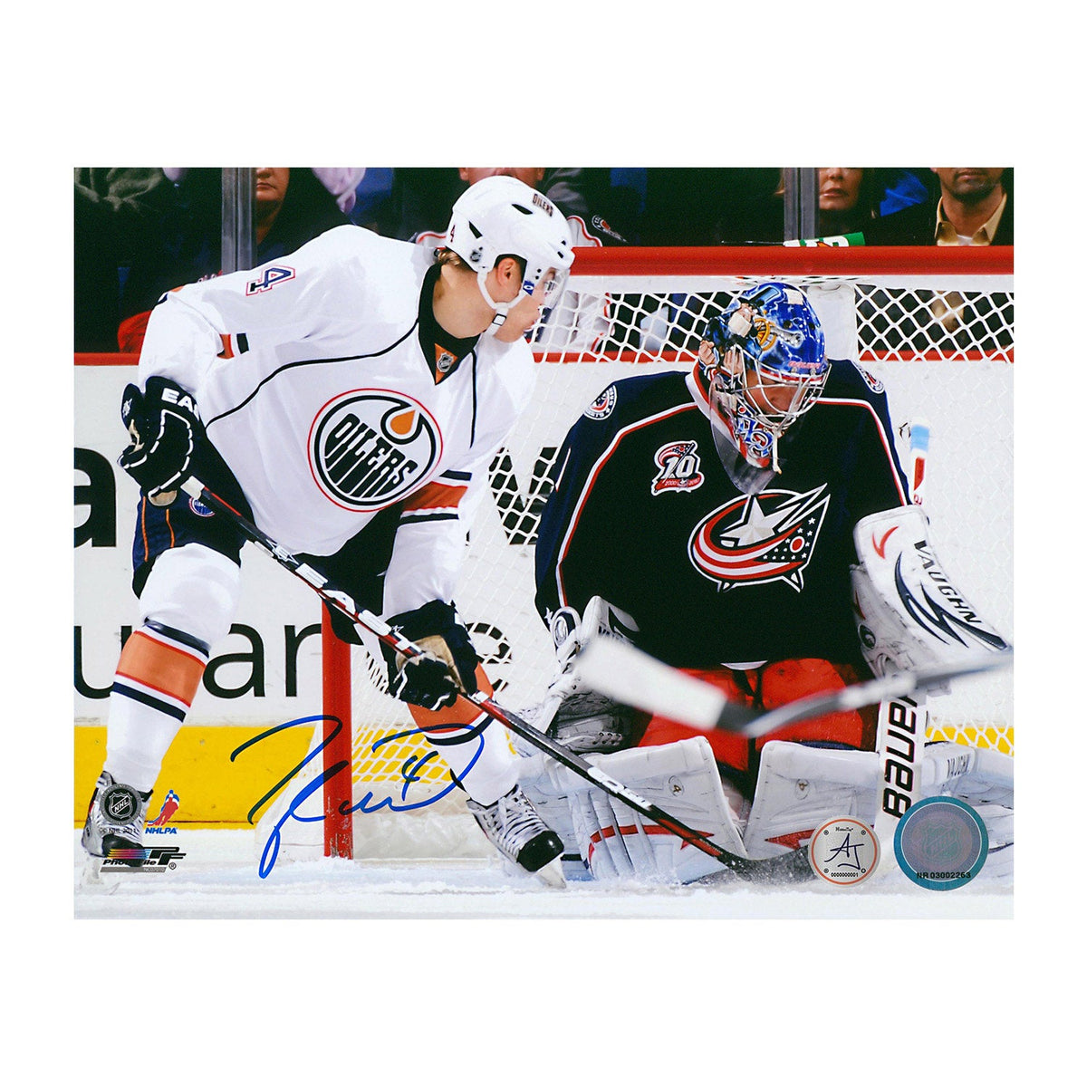 Taylor Hall Autographed Edmonton Oilers 1st Goal 8x10 Photo product image 1, provided for visual reference and product