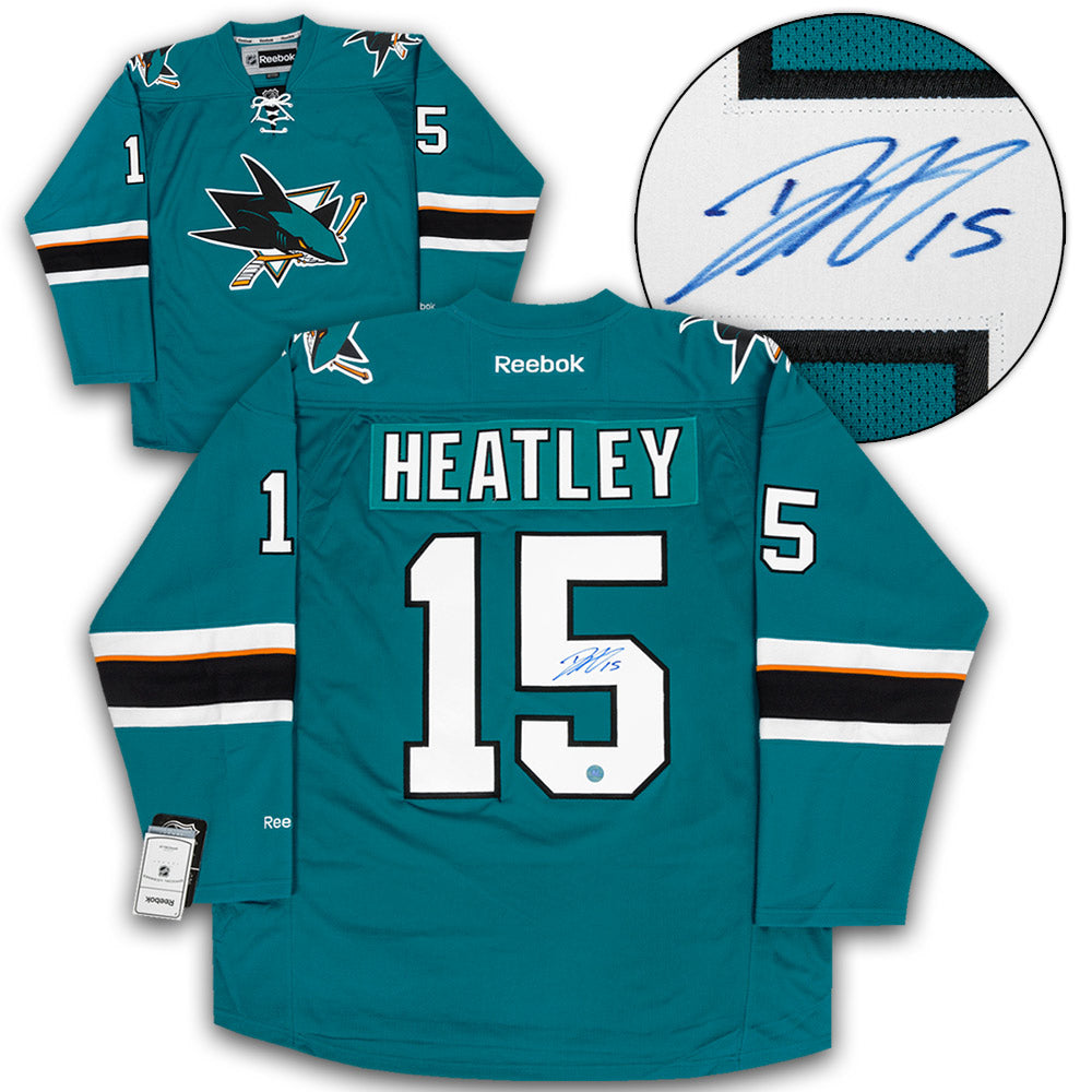 Dany Heatley San Jose Sharks Autographed Reebok Jersey product image 1, provided for visual reference and product detail