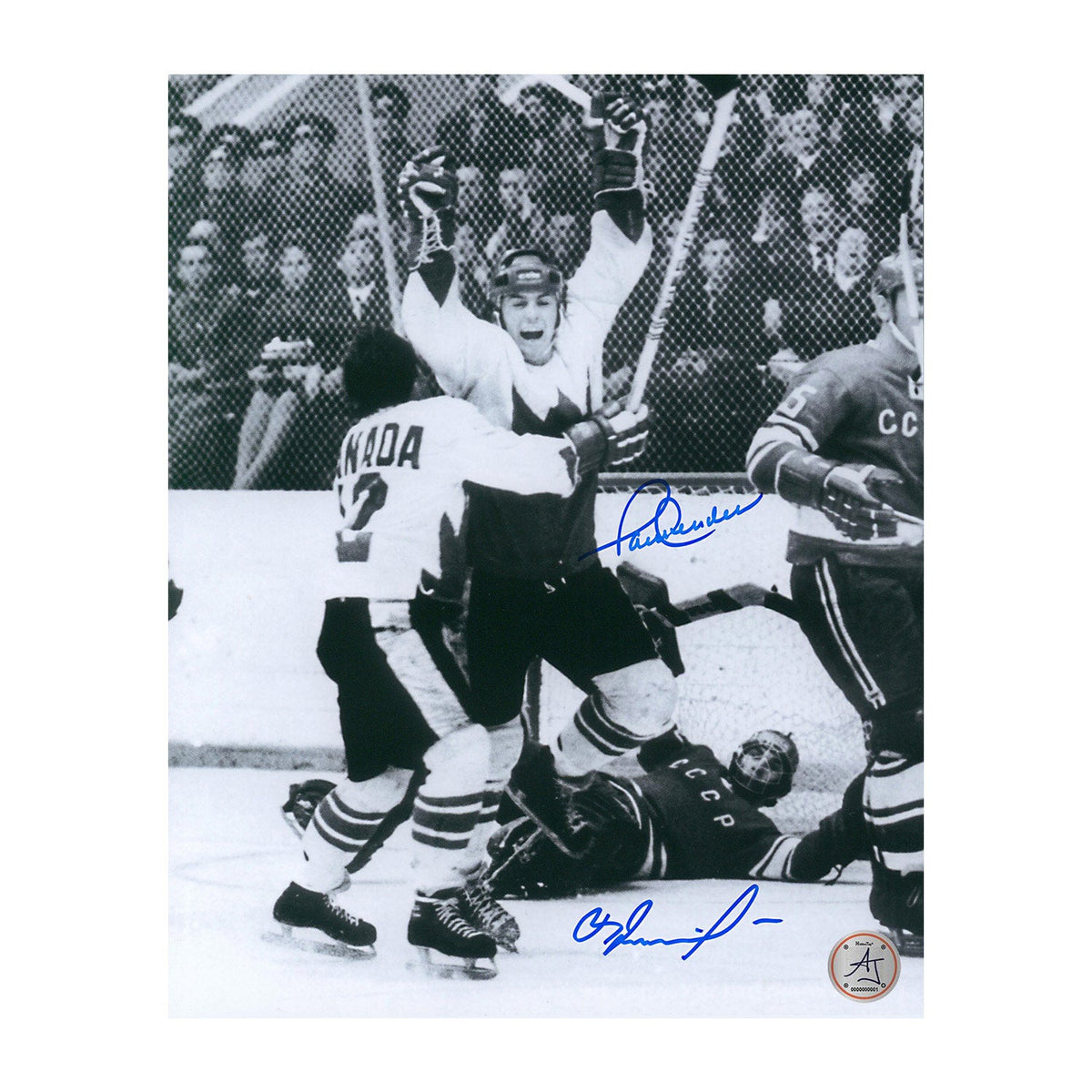 Paul Henderson & Vlad Tretiak Dual Signed 1972 Summit Series Winning Goal 8x10 Photo product image 1, provided for visual