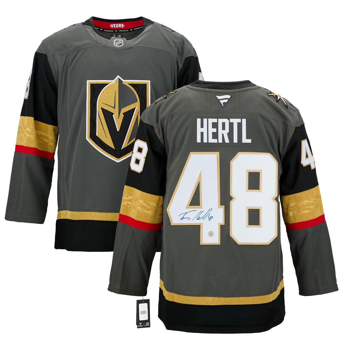 Tomas Hertl Signed Vegas Golden Knights Alt Grey Fanatics Premium Jersey product image 3, provided for visual reference and