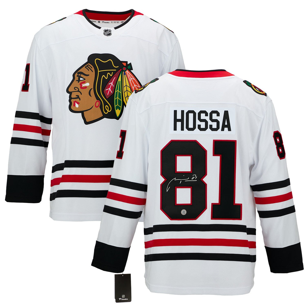 Marian Hossa Signed Chicago Blackhawks White Fanatics Breakaway Jersey product image 3, provided for visual reference and
