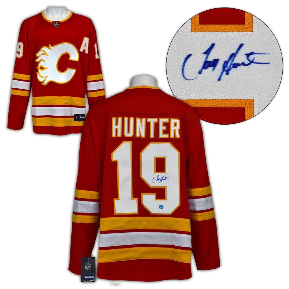 Tim Hunter Signed Calgary Flames Fanatics Breakaway Jersey product image 1, provided for visual reference and product detail