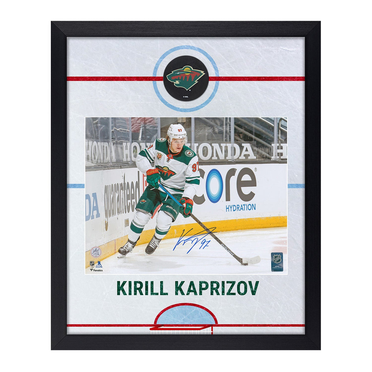Kirill Kaprizov Autographed Minnesota Wild Graphic Rink 19x23 Frame product image 1, provided for visual reference and