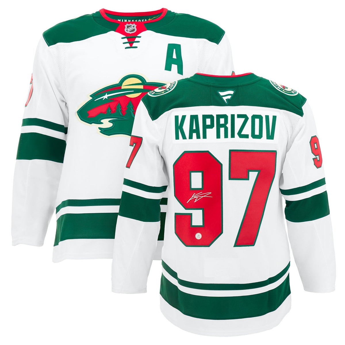 Kirill Kaprizov Signed Minnesota Wild White Fanatics Premium Jersey product image 3, provided for visual reference and