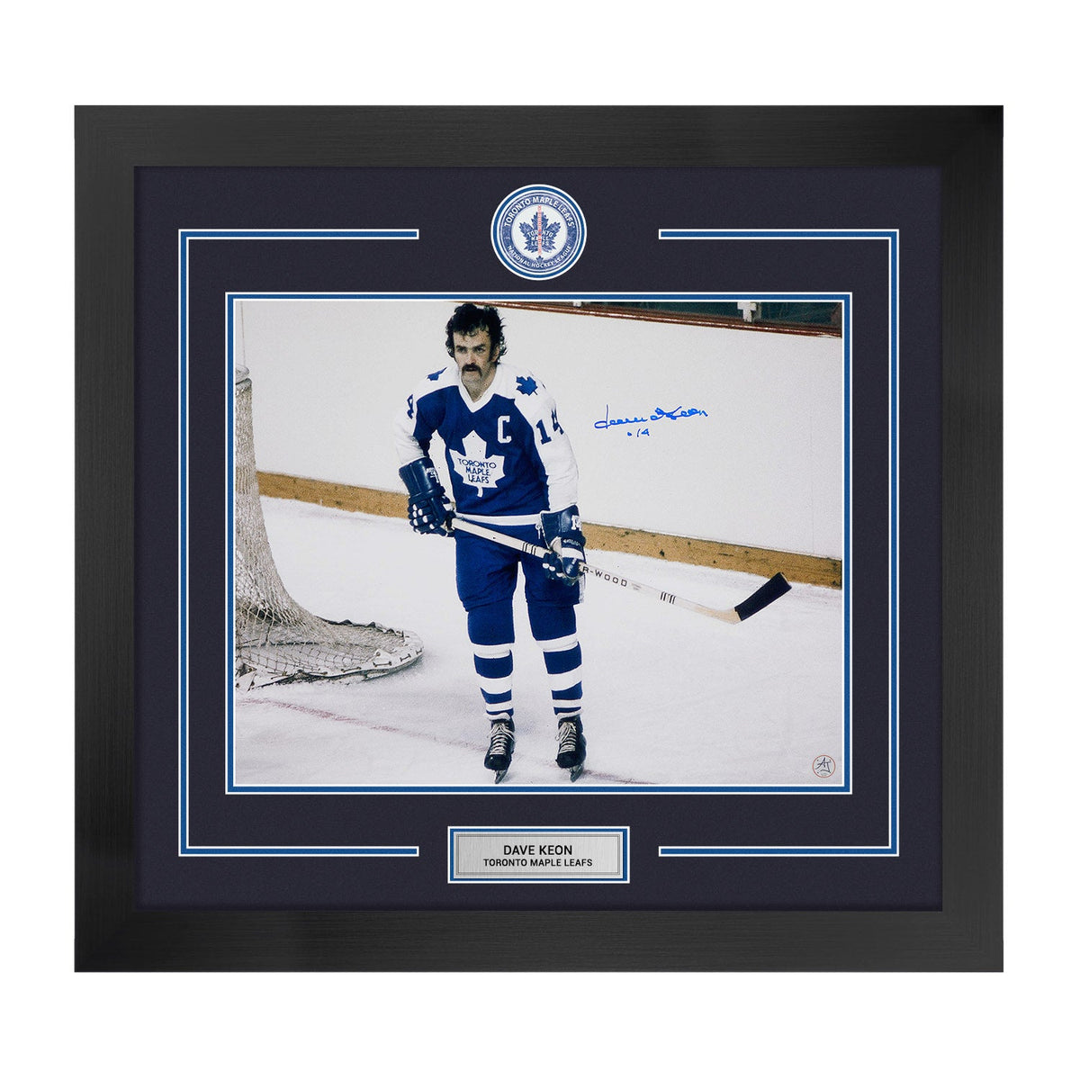 Dave Keon Autographed Toronto Maple Leafs Centre Ice Logo 28x30 Frame product image 1, provided for visual reference and