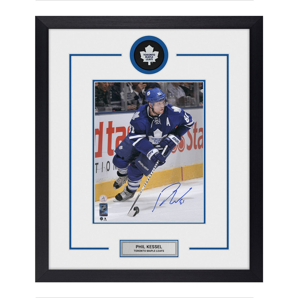 Phil Kessel Signed Toronto Maple Leafs Puck Logo 22x26 Frame product image 1, provided for visual reference and product